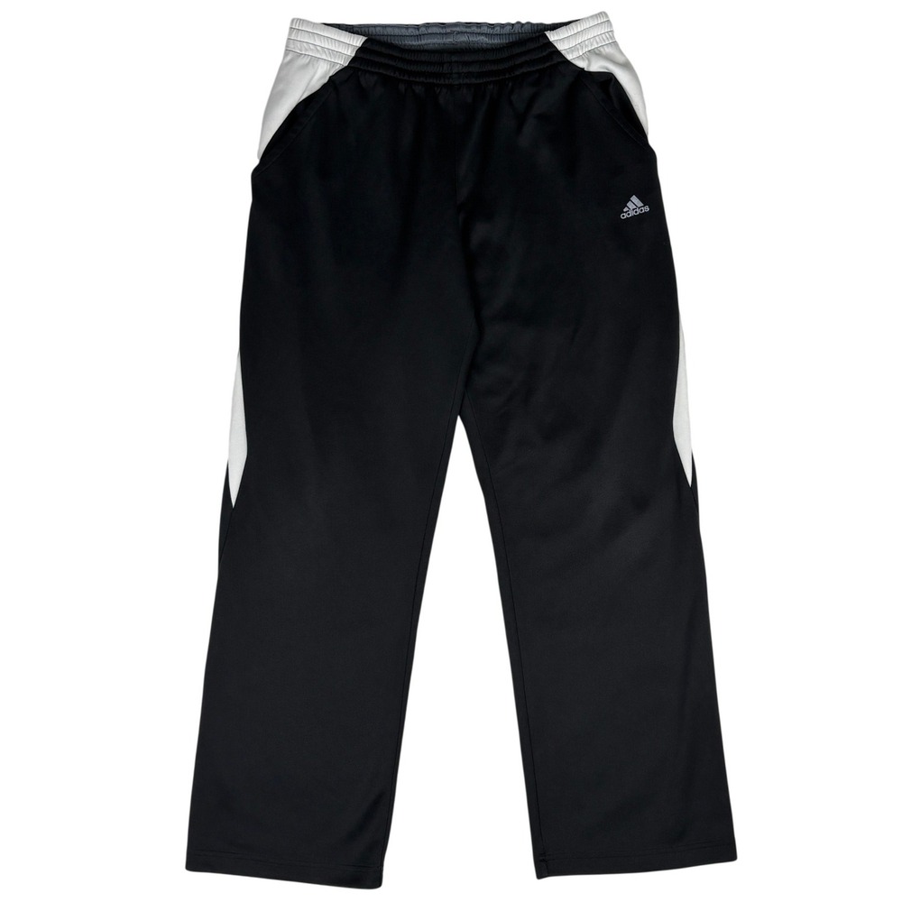 Adidas Mens M Track Pants Black White Colorblock Drawstring Joggers Athletic